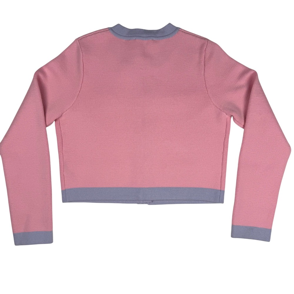 LoveShackFancy Elif Cardigan Sweater Pink Lavender 100% Wool Gold Button Women M - Picture 9 of 11